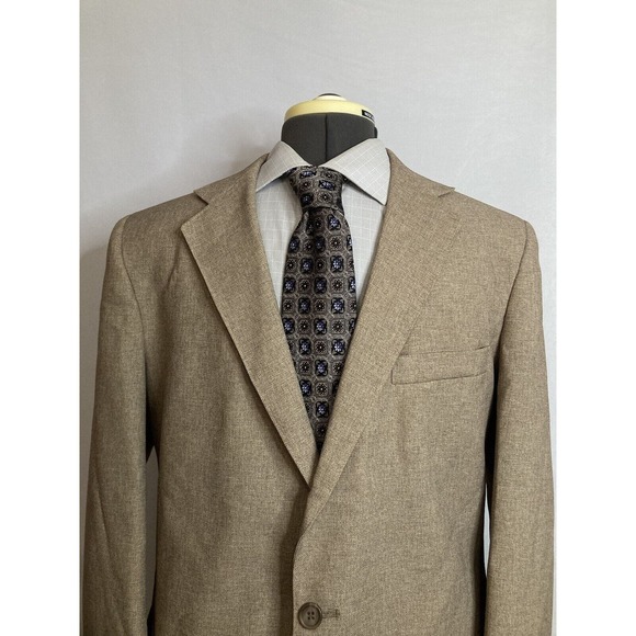 Mens Sport Coat Blazer Suit Jacket 39R 43" Beige Brown 2 Button Wool Levis Mint - Picture 1 of 12